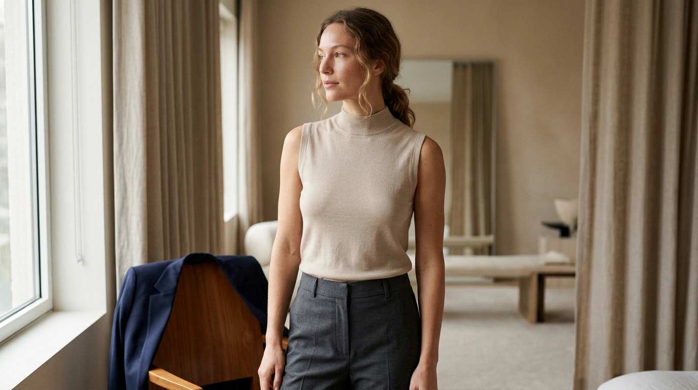 Silk-Cashmere Sleeveless Mock Neck Tank: Luxe Layering