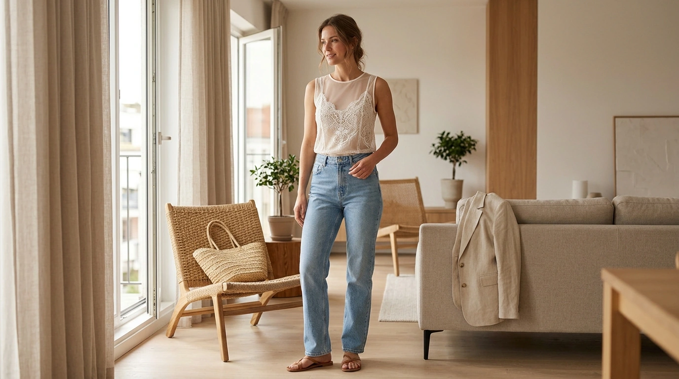 How to Style a White Lace Sheer Mesh Sleeveless Top